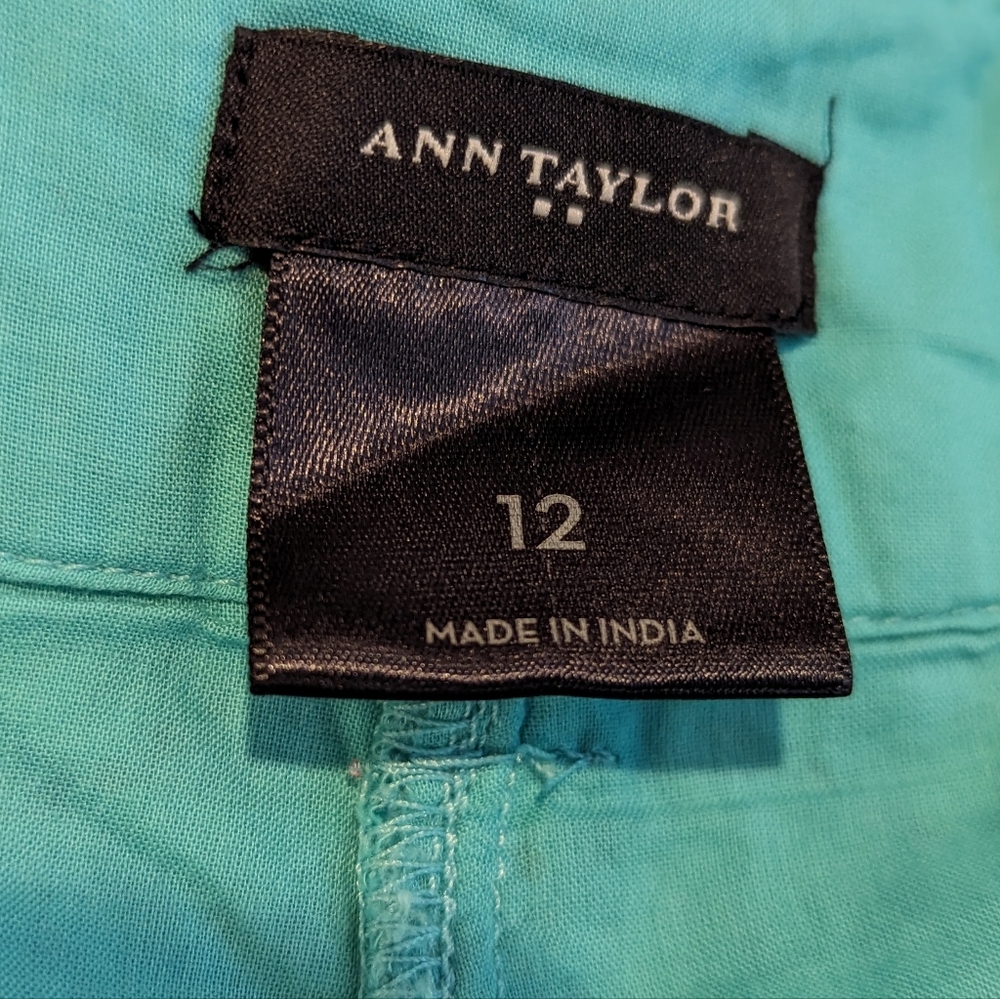 Ann Taylor Womens Kelly Green Dress Shorts  Eyelet Hem Design Sz 12 *GUC - Picture 2 of 7